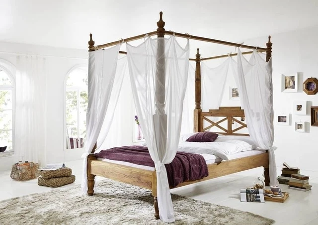 Lit Baroque Kingsize Palazzo INT - Double 160x200 Cm En Bois Massif Noir
