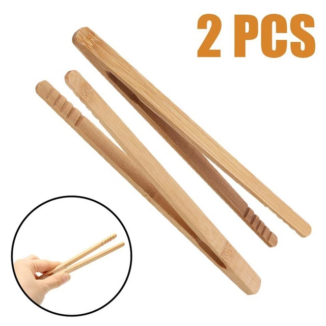 Ensemble de pinces en bois de bambou sûres et durables pour salade grillée et