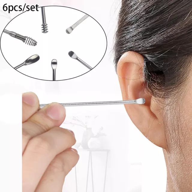 6PC Stainless steel Ear Pick Earwax Removal Kit Ear Cleansing Tool Steel Se-lm