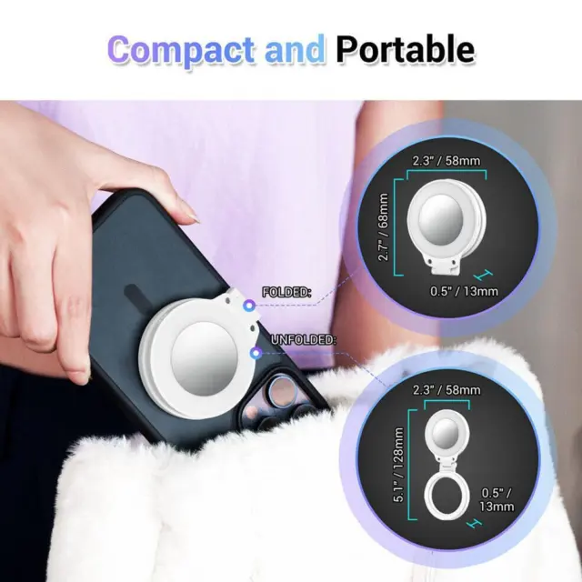 Magnetic Selfie Light LED Lighting Video Mirror Camera Grip Ompatible DE