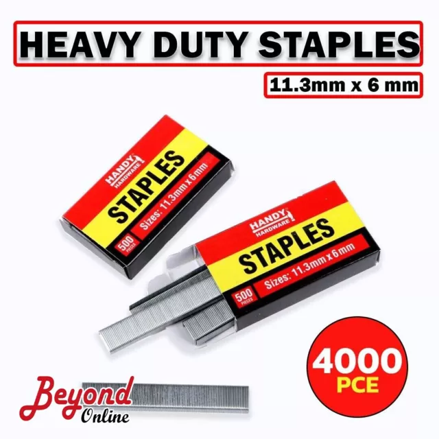 Handy Hardware [4PK] Heavy Duty Staples, Versatile Use 11.3mm x 6mm