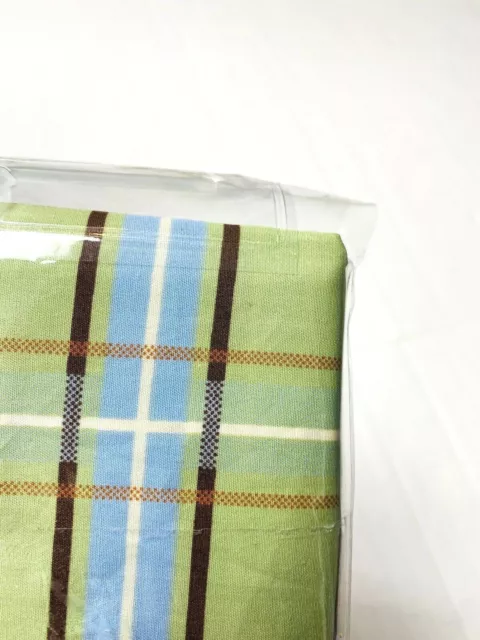 Trend Lab New Discontinued Plaid Valance Curtain Nursery Green Blue Brown Check 3