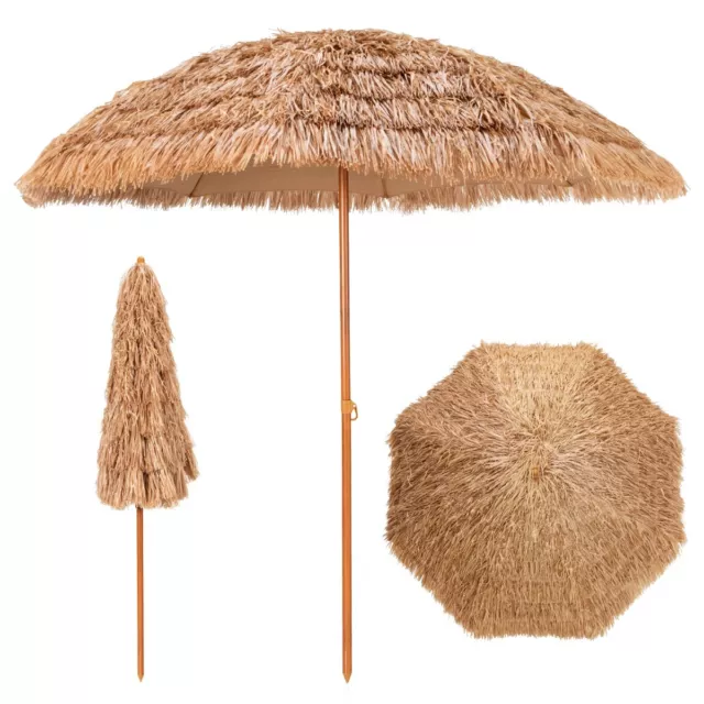 Parasol de Plage en Chaume PP 7 Couches 243CM de Style Hawaïen Parasol Tropical