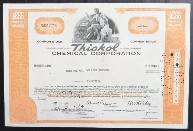 AOP USA 1970 Chemical Corporation 13 shares certificate