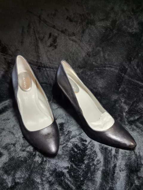 Calvin Klein Simone Black Leather High Heel Womens Pumps Sz 9M E3581 READ Descr