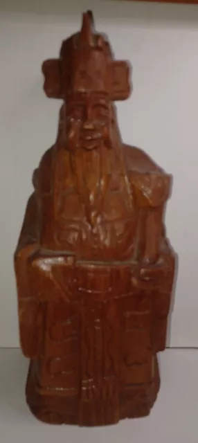 Hand Carved Vintage Wood Chinese Asian Monk Figure Statue