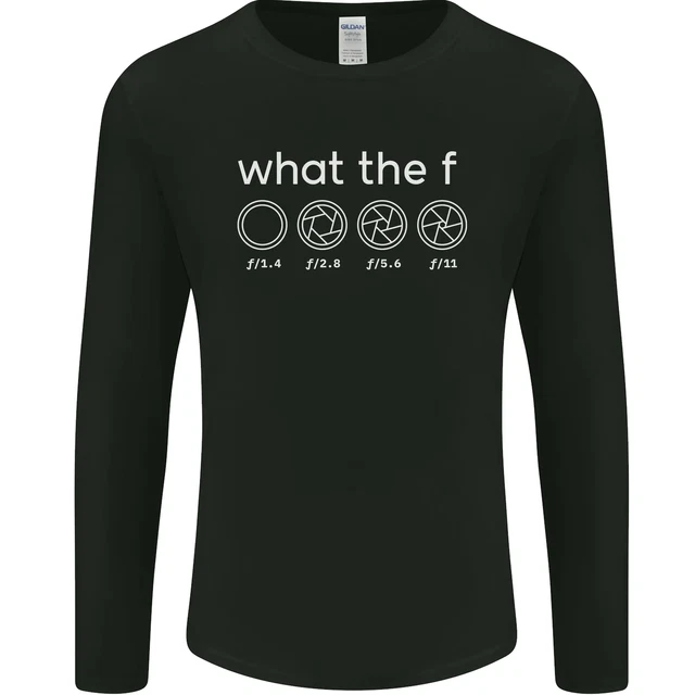 T-shirt a maniche lunghe da uomo Funny Photographer F Stop Camera fotografia