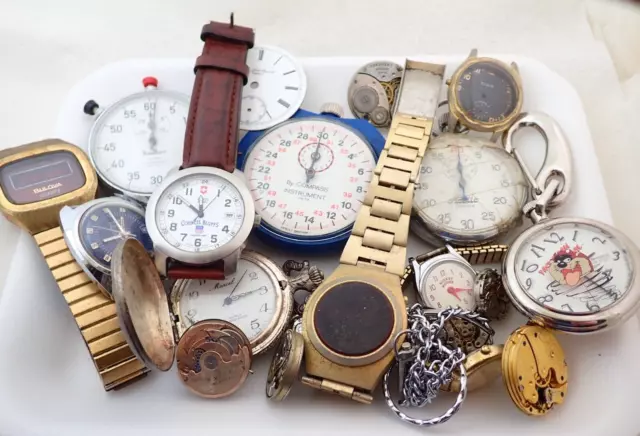 Lot Of Vintage Wristwatch Pocket Watch Movement Parts Repair