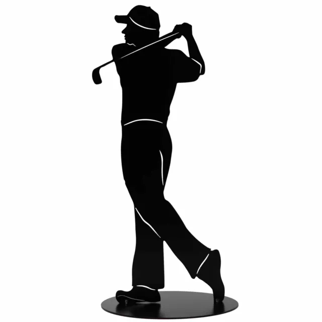 Golfspieler Figur schwarz Golf Deko Wohnzimmer Metall Gartendeko Golfer Geschenk