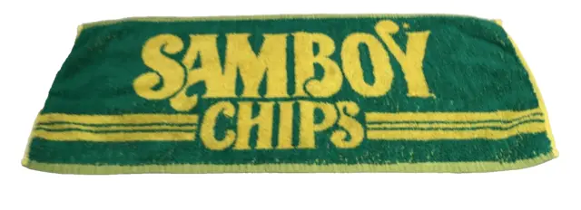 Vintage Samboy Chips Bar Towel Green & Yellow  63 L x 24W cm
