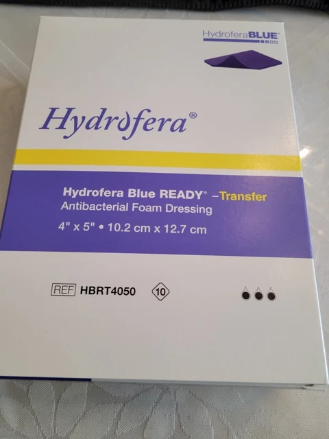 HYDROFERA BLUE Ready Transfer 4"x5"  HBRT405 Box/10 Antibacterial Foam Dressings