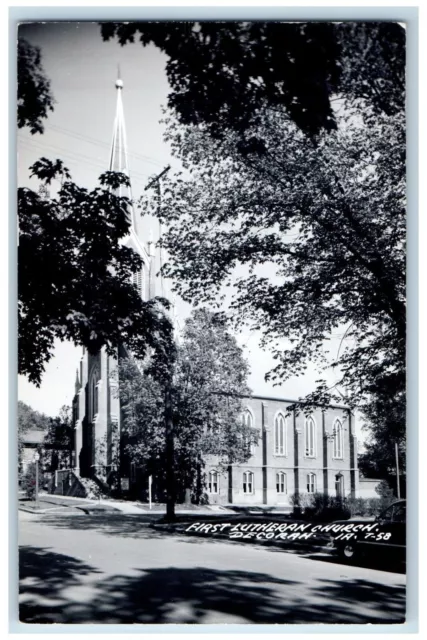 Decorah Iowa IA Postcard RPPC Photo First Lutheran Church c1950's Vintage