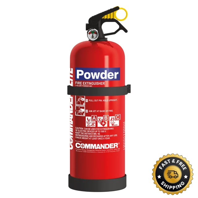 COMMANDER 2KG ABC Dry Powder Fire Extinguisher, Bracket, Car Taxi