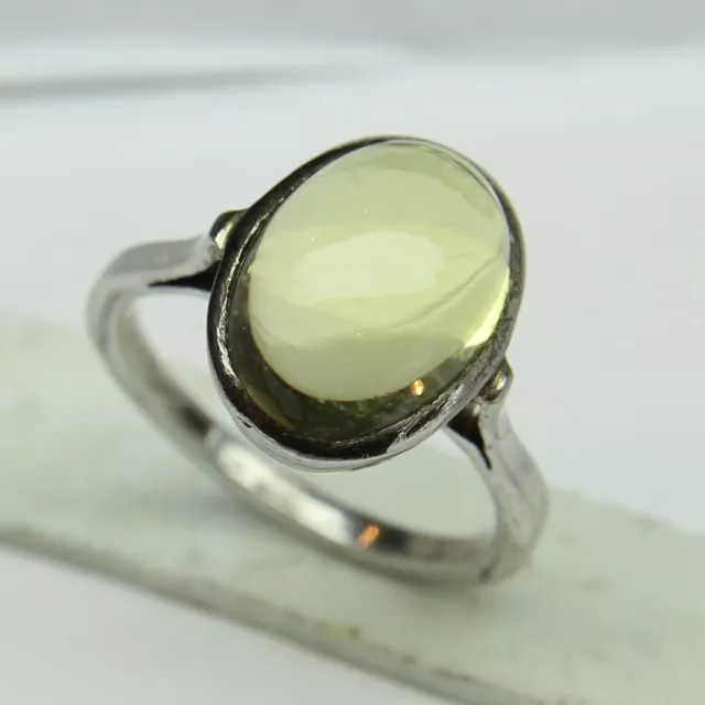 Natural Green Peridot Oval Cabochon Stone 925 Solid Silver Women Designer Ring 2