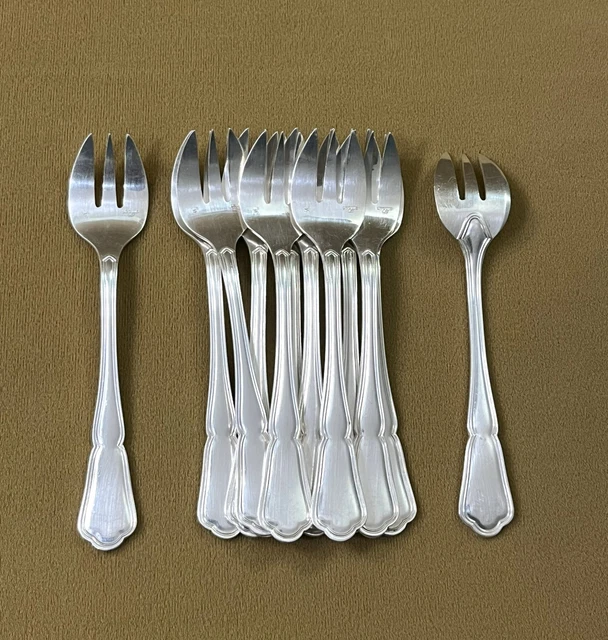 12 FOURCHETTES À huitre ERCUIS modèle NEPTUNE métal argenté Couvert