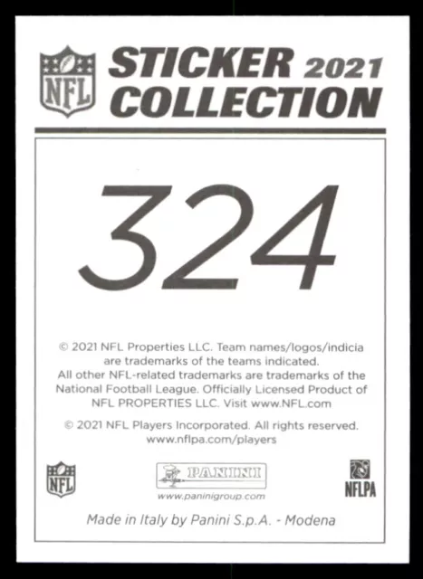 Panini NFL 2021 (Sticker) Blake Martinez New York Giants No. 324 2