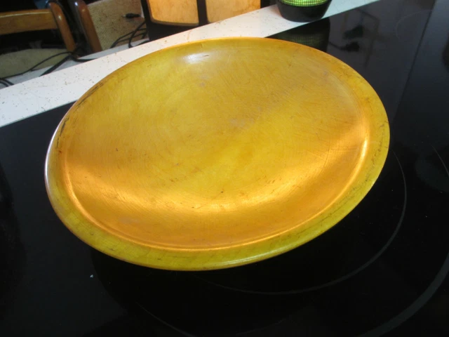 Vintage PARRISH Oval / Round wooden dough bowl 9 1/4 x 9 3/4 wood