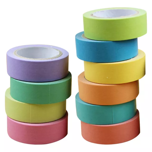 10 Rolls Paper Adhesive Tape Decorative Rainbow Washi Masking