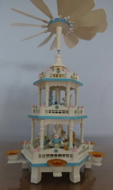 Vintage Lillian Vernon Easter Go Round 3-Tier Pyramid 19" Wooden Carousel