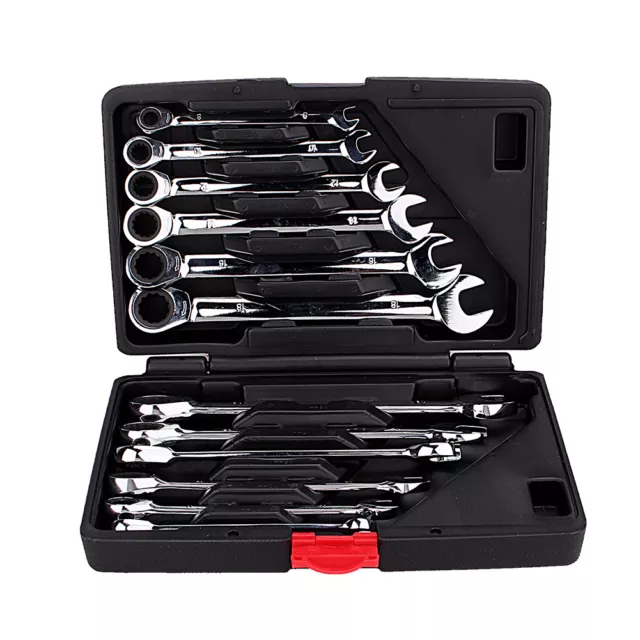 Flexible Spanner Wrench Ratchet Polished Set Kit 12PCS Metric 8 -19mm Car Tools 3