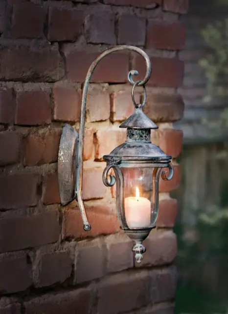 Metall Wandlaterne Shabby Gartenlaterne Antik Kerzenhalter Laterne Windlicht
