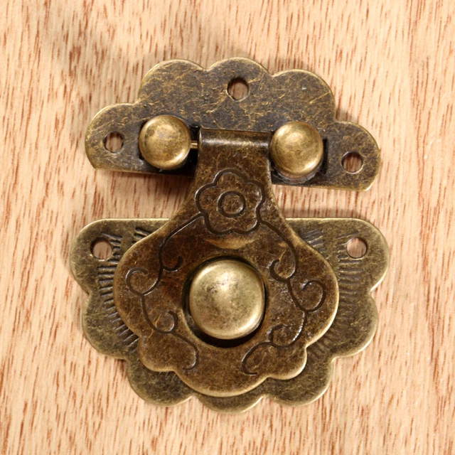 Vintage Style Wood Jewelry Box Door Latch Hasp Case Lock Clasp Decor 40mm*36mm