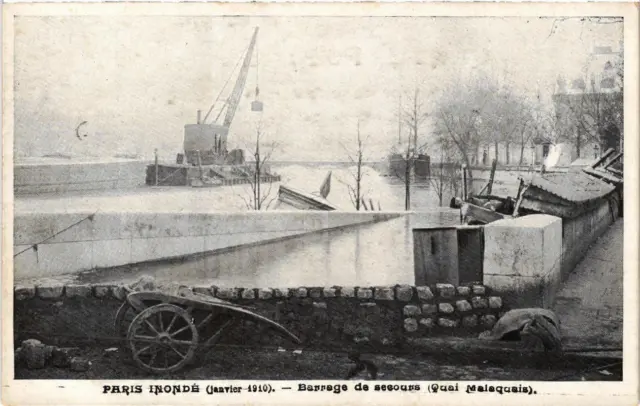 CPA AK PARIS emergency dam Quai Malaquais FLOODS 1910 (605536)
