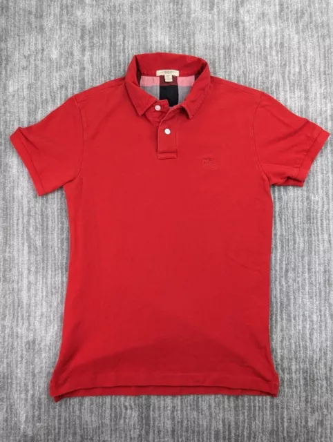 Burberry Brit Polo Shirt Men’s Small Short Sleeve Embroidered Logo Red Cotton