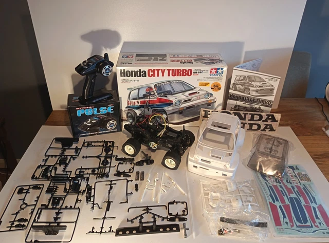 Tamiya Racing Motorcycle TAMIYA RC HONDA City Turbo WR-02C 1:10 Scale Kit + Etronix Pulse Radio ...
