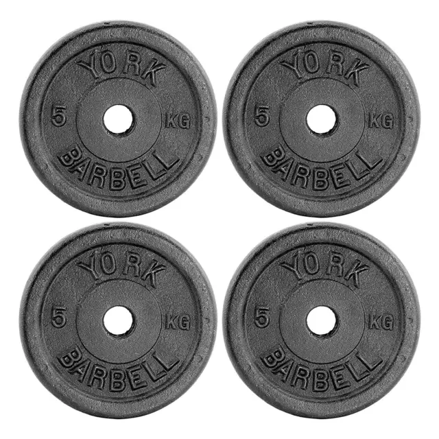 York Fitness 5 Kg Standard Cast Iron Strength Training Weight Plates (4 Pack) 3