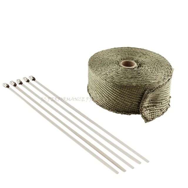 JCP USA 2" 50Ft Titanium Basalt Manifold Header Exhaust Pipe High Heat Wrap Hose
