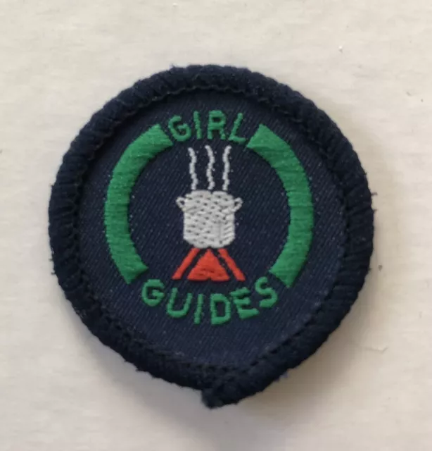 Girl Guides Outdoor Cook small sew on blue cloth patch badge guiding