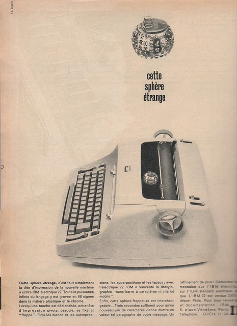 Publicité de Presse Machine à écrire électrique IBM  french press ad