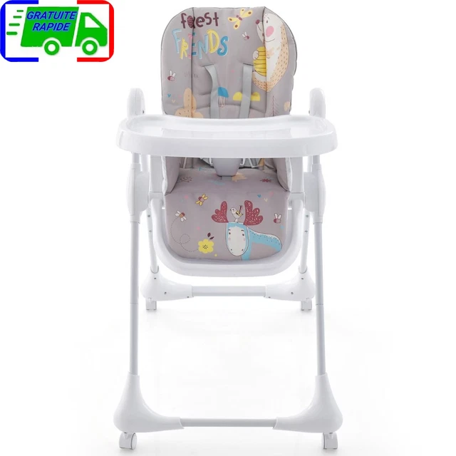 Chaise Haute 2 En 1 Pliable Pour Bébé Dès 6 Mois - Repose-Pieds, Sangles Sécurité 5 Points, Double Plateau, Bleu