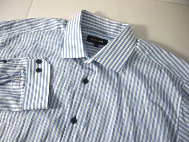 Jared Lang Mens Shirt XL Blue White Striped Long Sleeve Button