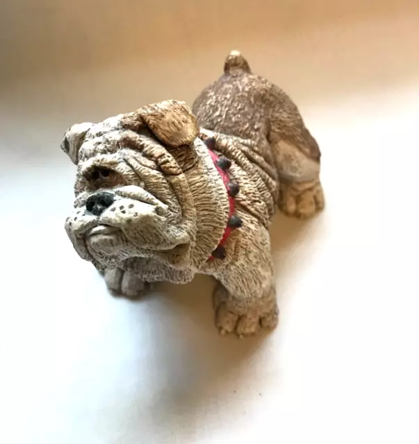 1981 Artist Signed & Dated Plaster Bulldog Figure