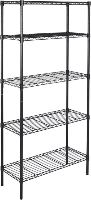 5 Tier Wired Rack Shelving Storage Meta Black Shelf Kitchen Bathroom Porch Unit