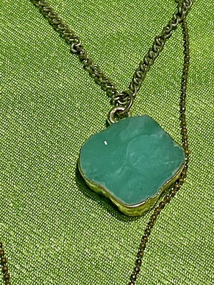 TURQUOISE GEMSTONE NUGGET in silver 4 strand charm necklace