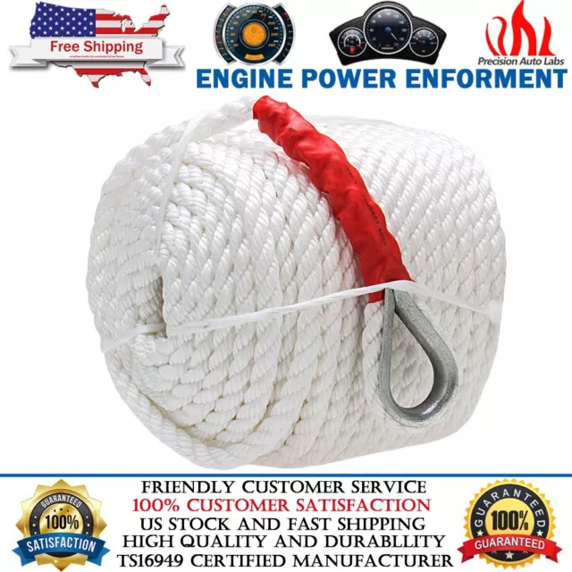 3/4"x200' Twisted Three Strand Marine Anchor Rope Line Boat Sailboat w/ Thimble