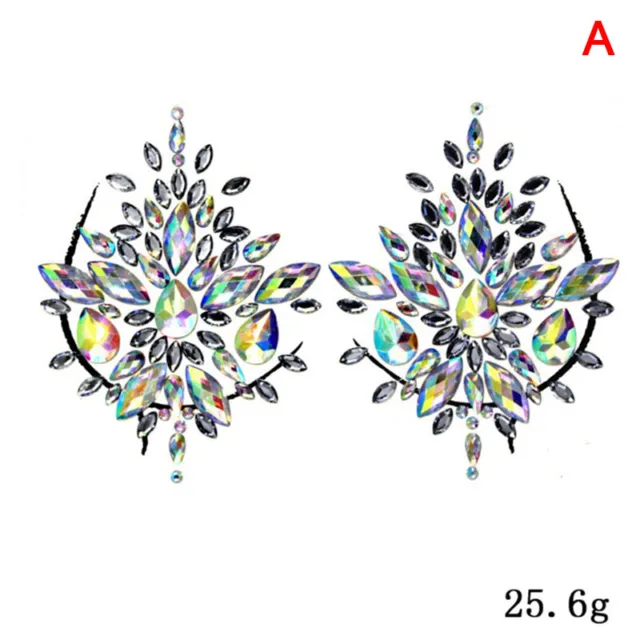 Fake Tattoo Stickers Chest Jewels Crystal Face Deco Diamond Acrylic Rhinestone