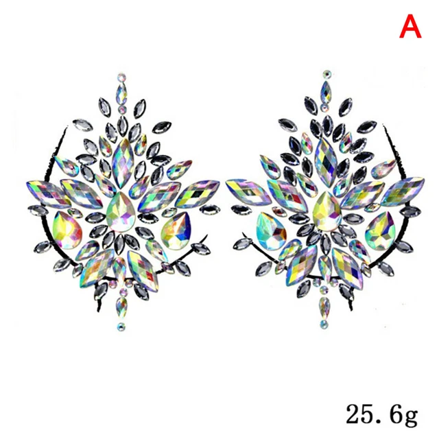 Fake Tattoo Stickers Chest Jewels Crystal Face Deco Diamond Acrylic Rhinestone