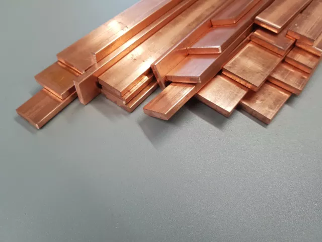 Copper Flat Bar Metal 3/16" Thick 1/2" 3/4" 1" Widths 50mm to 1000mm (1m) 3