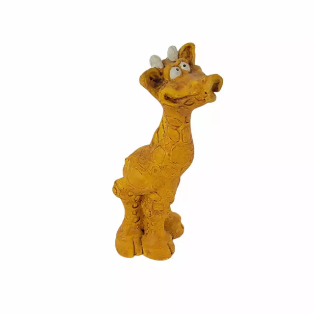 Goofy Whimsical Wood Giraffe Figurine 5.5"