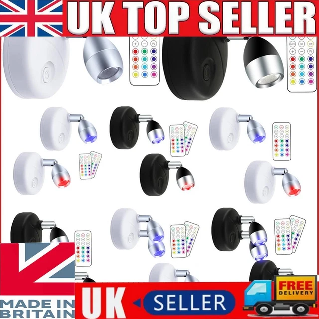 13 COLOURS LED Wall Mounted Light Battery Operated RGB with Box Angle