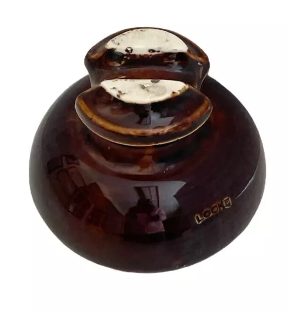Vintage Locke Saddle Brown Ceramic Porcelain Insulator