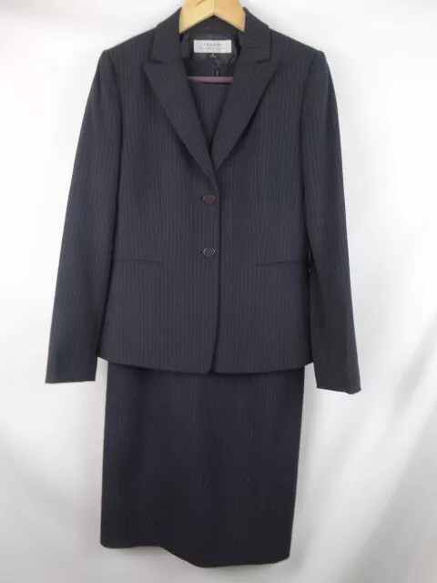 Tahari Womens Suit Dress Size 6 Black Pin Striped Blazer Jacket Sleeveless Dress