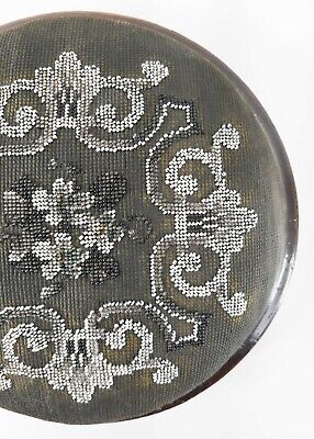 Antique Victorian Beaded Decorative Footstool Floral Pattern 4