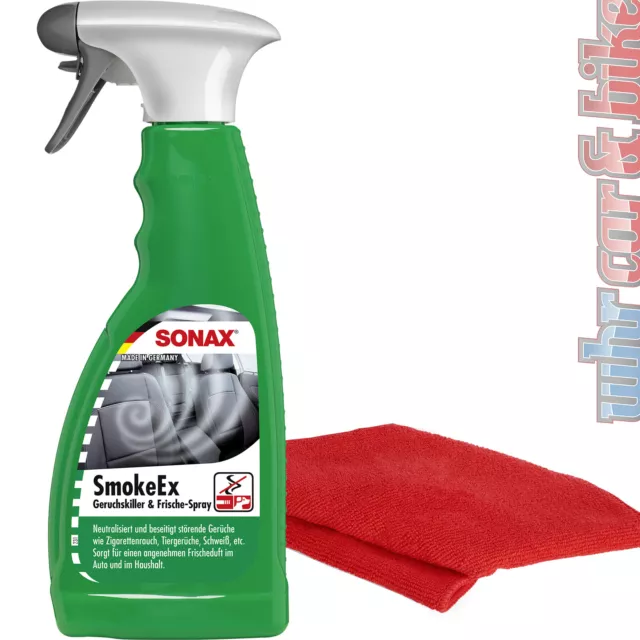 Sonax SmokeEx Geruchskiller & Frische-Spray Geruchsentferner inkl Mikrofasertuch
