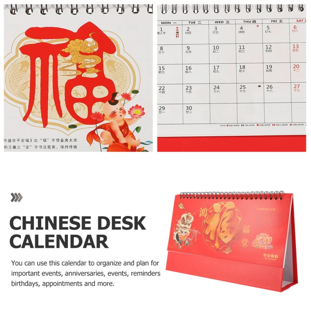 CHINESE DESK CALENDAR 2024 New Year Calendar 2024 Calendar Freestanding