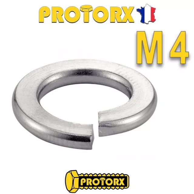 RONDELLE GROWER M4 x (10 à 50pcs) | 4,1mm x 7,6mm x 0,9mm | ACIER INOX A4